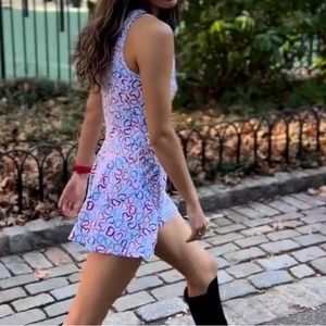 NWOT IBKUL UPF 50 Iceƒil hearts Printed Tennis Dress w/Shorts Size Medium